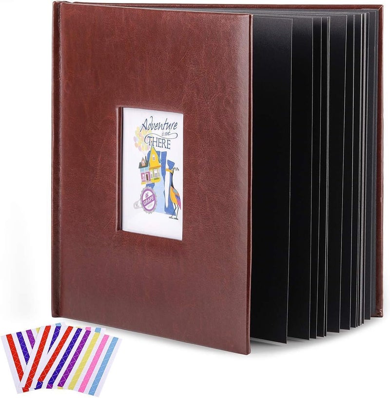 Let the Adventure Begin Leather Scrapbook Album DIY Set Scrap Book Album Hardcover Pictures Book 10.5"x10.5",DIY,Handmade for Anniversary,Family Memories,Couples,Friend&Baby,Accommodates 3x5 to 8x10 Photos (Leather-brown) - Image 4